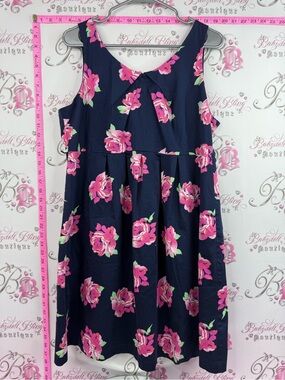 Motherhood Maternity dress Navy Floral Midi Dress with Pink Roses
